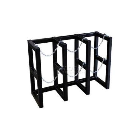 Justrite Stainless Steel Cylinder Tube Rack, 3 Wide x 1 Deep, 44"W x 16"D x 30"H, 3 Cylinder Cap. 35126